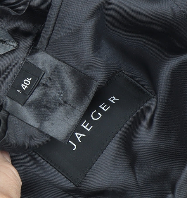 Close-up detail of Jaeger Men's Grey 40L Blazer Classic Formal Jacket