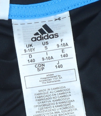 Adidas Boys Black Sports Jersey T-Shirt 10 Years
