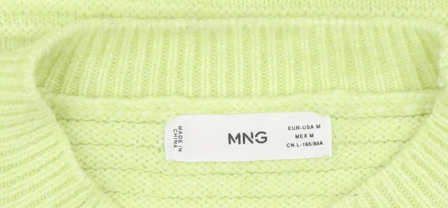 MNG Women's Green Pullover Jumper, Mock Neck, Relaxed Fit M
