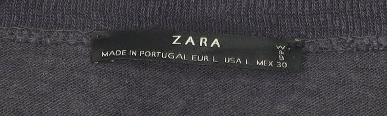 Zara Women's Black Floral L T-Shirt, Cotton Blend