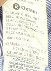 Marks & Spencer Men's Blue Striped Dress Shirt, Size 15