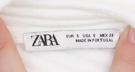 Zara Women's White High Neck Tunic Jumper S
