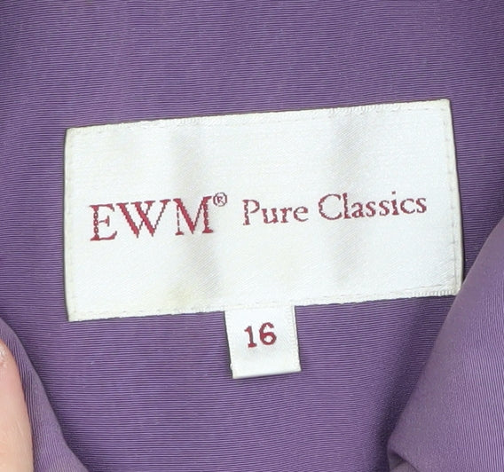 EWM Women's Purple Long Coat Size 16, Collared Style
