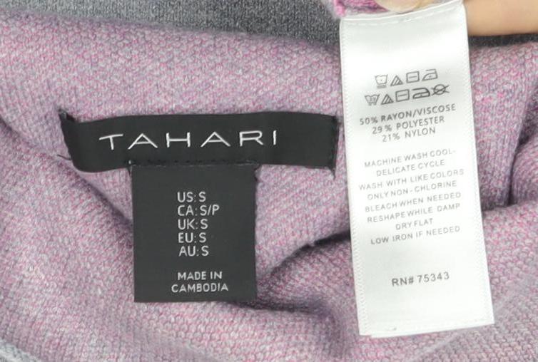 Tahari Women's Grey Mock Neck Pullover Jumper