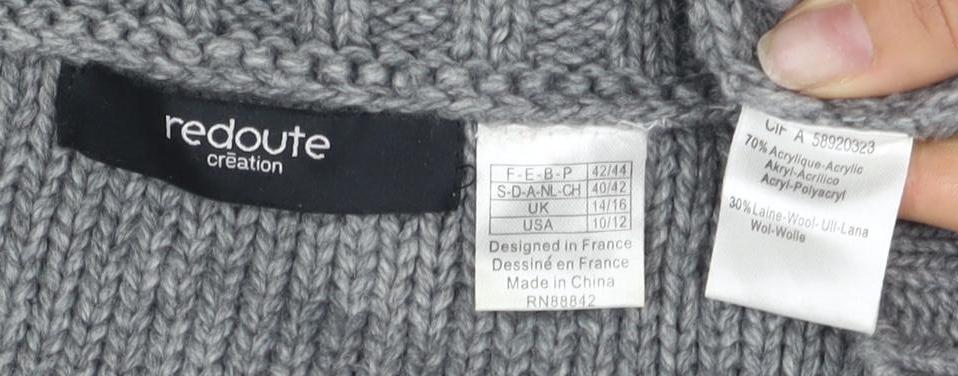 La Redoute Women's Grey Cable-Knit Cardigan UK 14