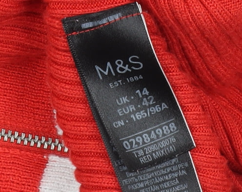 Marks & Spencer Women's Red Pullover, Size 14, Mock Neck