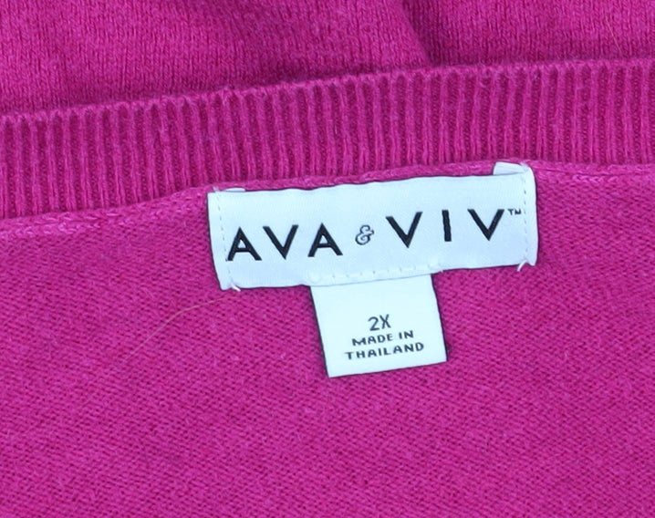 Ava & Viv Women's Pink V-Neck Pullover Jumper 2XL
