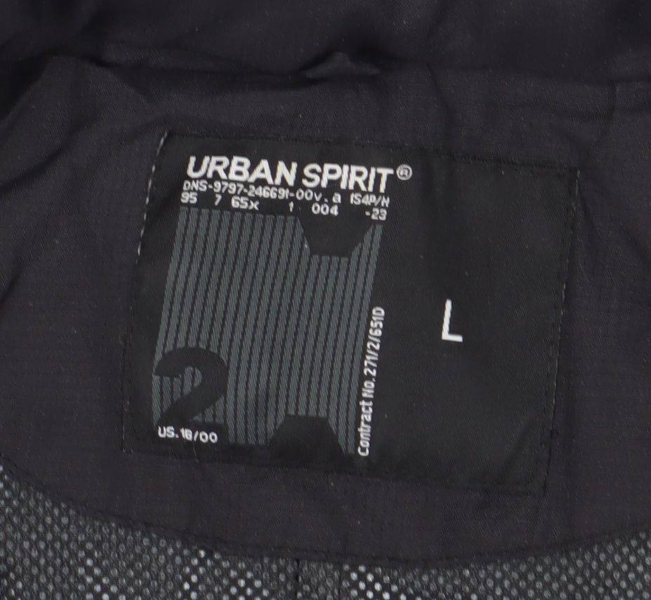 Urban Spirit Men's Black Nylon Jacket, Size L, Full Zip
