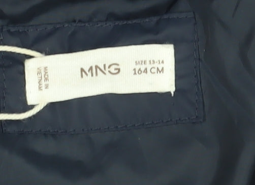 Mango Boys Blue Quilted Jacket 13-14 Years Lined Mid-Length