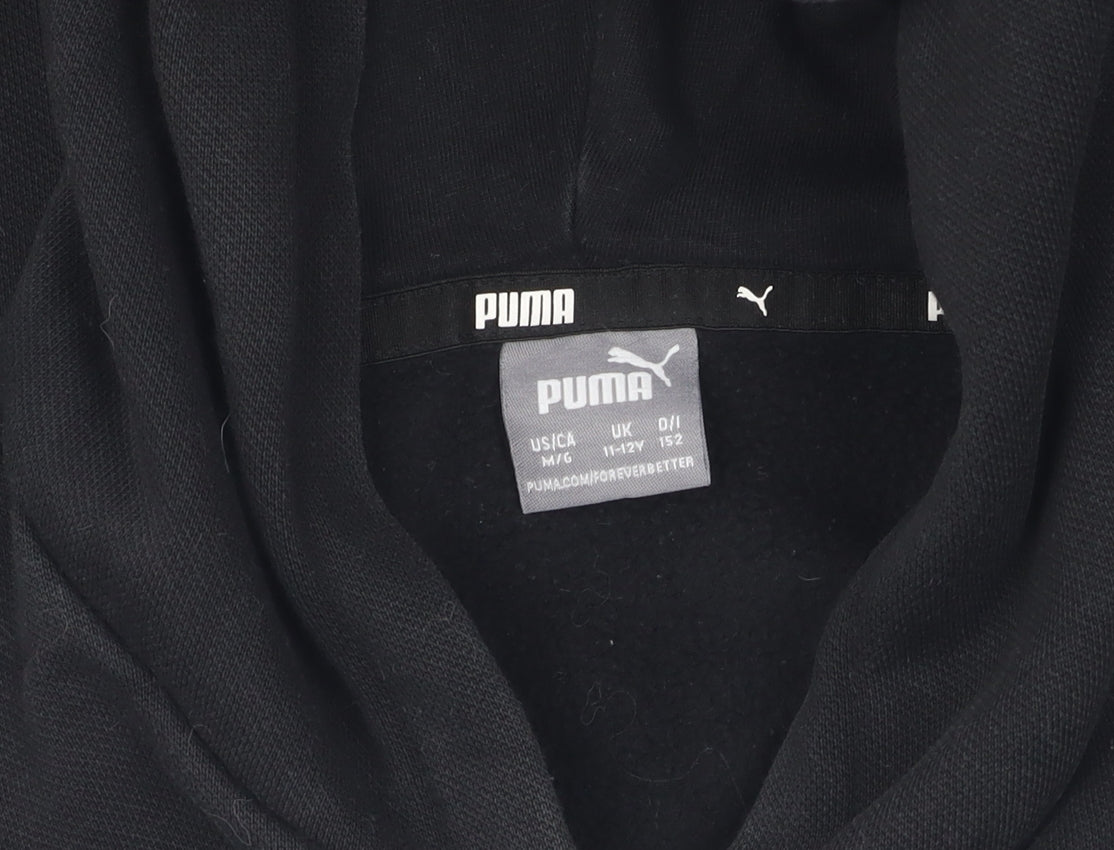 Additional view of Puma boys’ black hoodie pullover 11-12 years sports logo