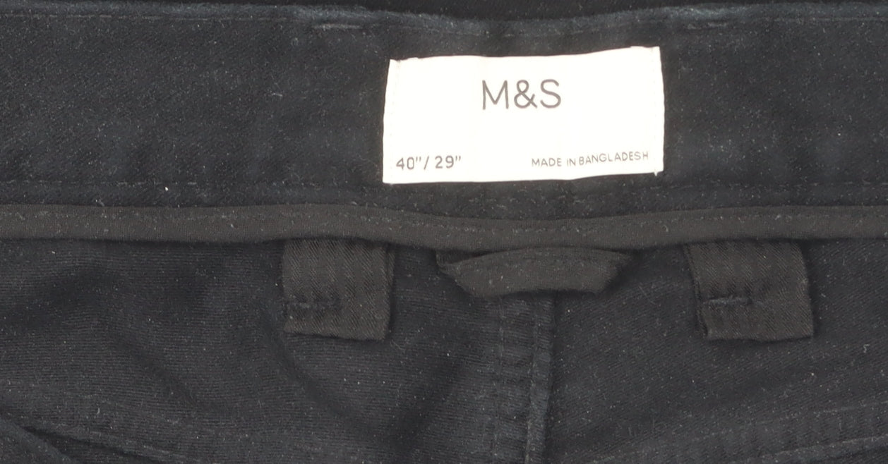 Marks & Spencer Men's Black Trousers, Size 42, Cotton Blend