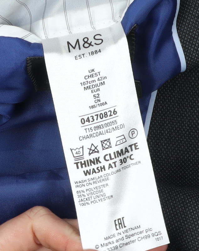 Marks & Spencer Men's Charcoal Blazer, 42R, Formal