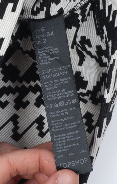 Topshop Women's Black Geometric Short Skirt Size 6