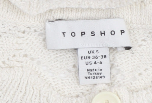 Topshop Women's Ivory Henley Jumper, Size S