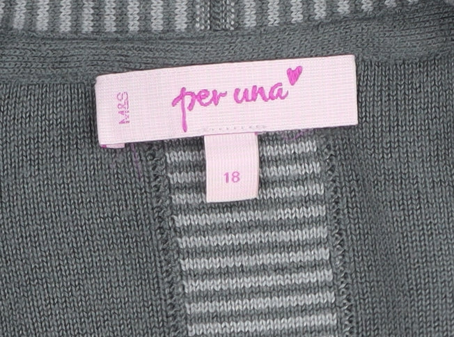 Marks & Spencer Women's Grey Striped Cardigan Size 18