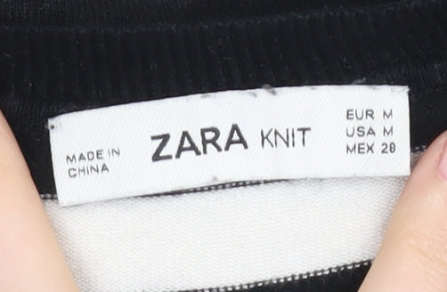 Zara Women's Black Stripe Pullover Jumper Size 12