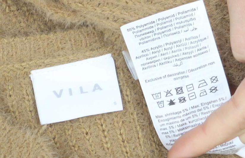 Vila Women's Beige V-Neck Knit Pullover Jumper