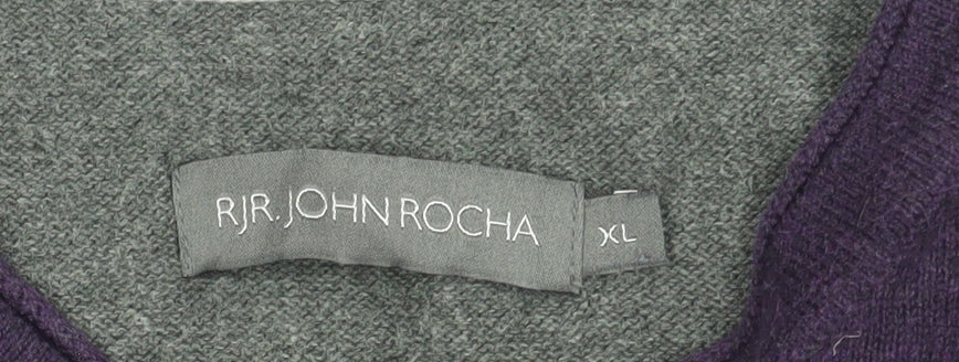 RJR.John Rocha Men's XL Purple V-Neck Jumper