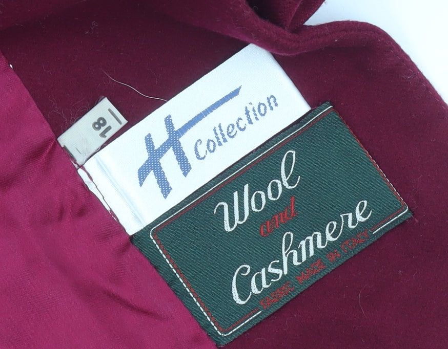 H Collection Women's Red Wool Cashmere Coat Size 18