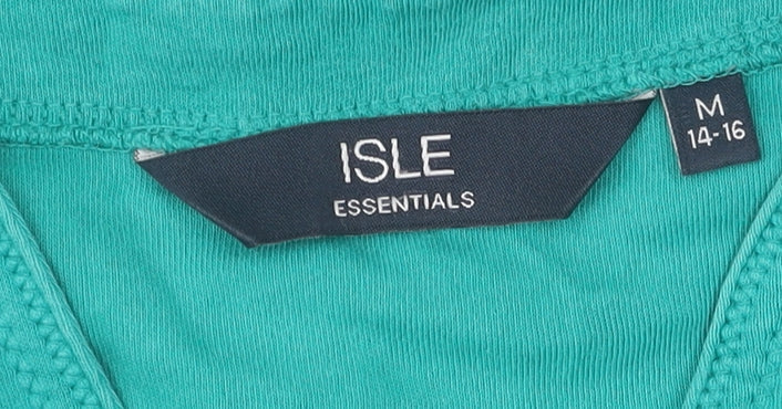 ISLE Essentials Women's Green V-Neck T-Shirt Size 14