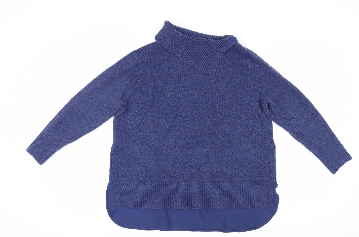 Monsoon Women's Blue Wool Blend Roll Neck Pullover Jumper L