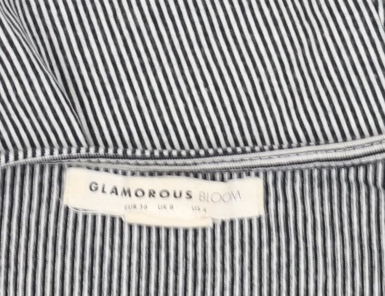 Glamorous Bloom Women's Grey Striped Wrap Blouse Size 8