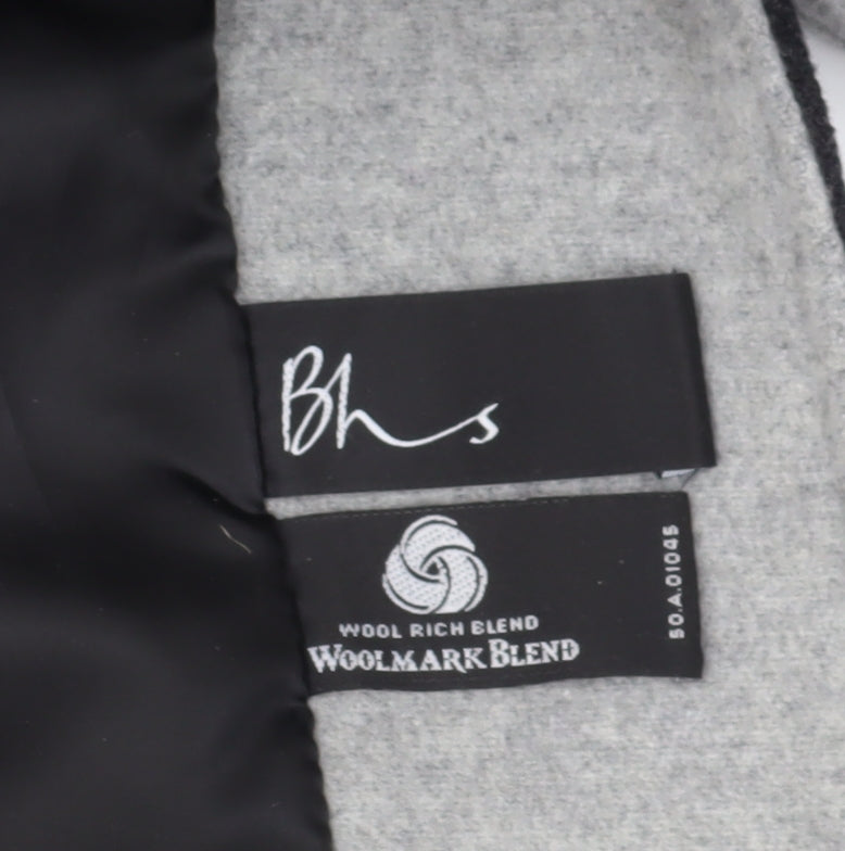 BHS Women's Black Wool Blend Mid-Length Coat