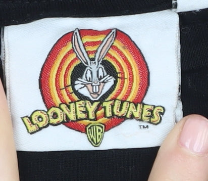 Looney Tunes Black Cropped T-Shirt, Size 6