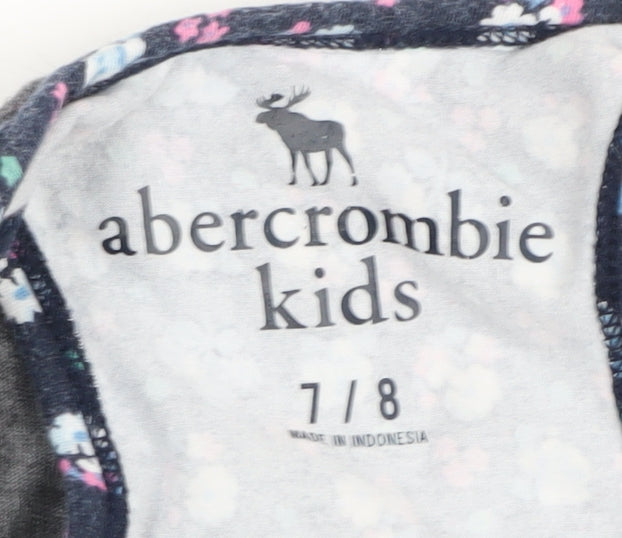 Brand and care label for Abercrombie & Fitch Kids Grey girls’ long sleeve t-shirt 7-8 years