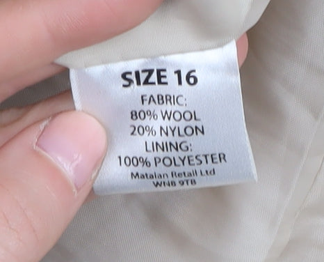 Amaranto Beige Women's Wool Long Overcoat Size 16