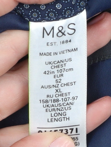 Marks & Spencer Men's Grey 42L Herringbone Blazer
