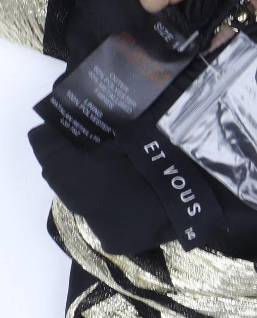 Et Vous Women's Gold Black A-Line Party Dress Size 14