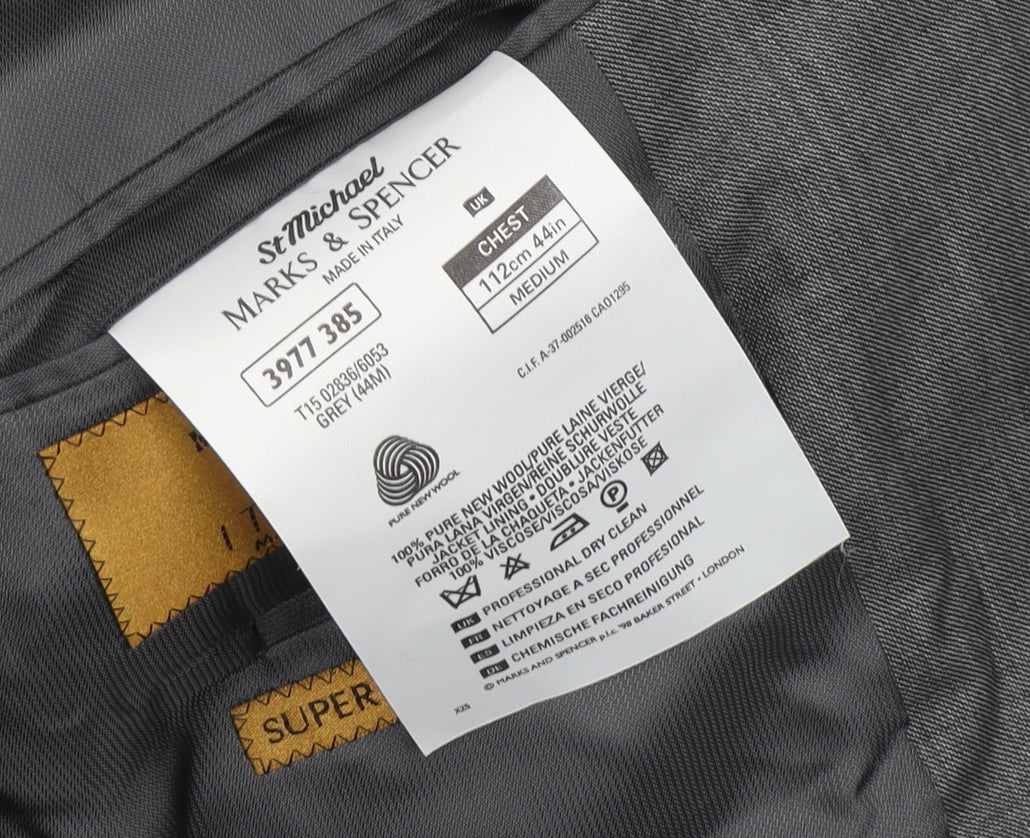 Marks & Spencer Men's Grey Blazer 44 Regular Fit