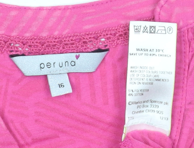 Marks & Spencer Women's Pink Button-Up Shirt Size 16