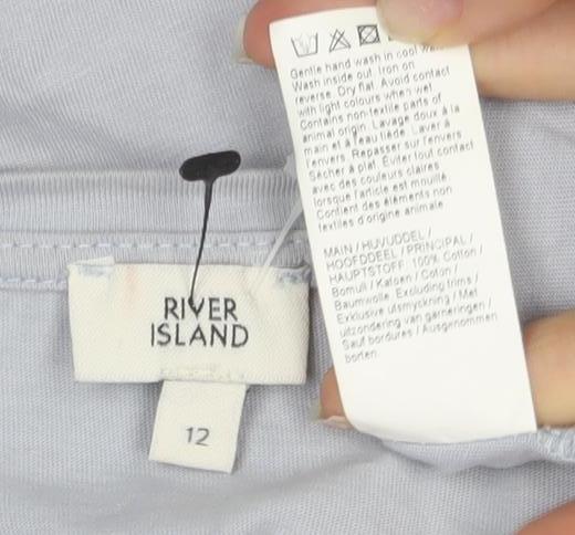 River Island Women's Grey Fur Trim T-Shirt, Size 12