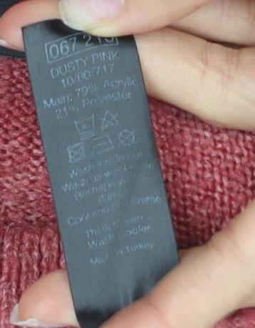 M&Co Women's Pink Mock Neck Pullover Jumper, Size 18