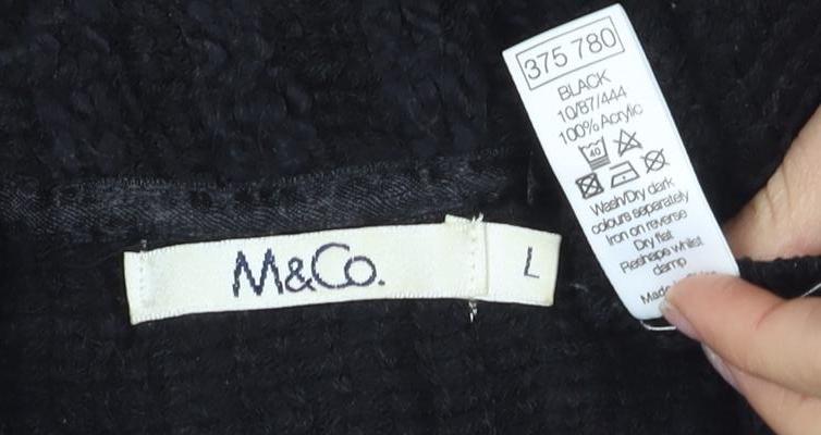 M&Co Women's Black Collared Cardigan - Size 10