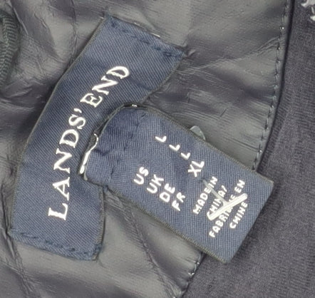 Lands' End Men's XL Black Hooded Rain Coat
