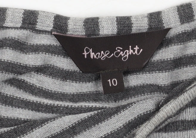 Phase Eight Women's Grey Striped Cotton Top Size 10