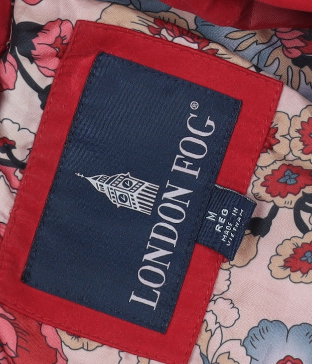 London Fog Women's Red Hooded Rain Coat M
