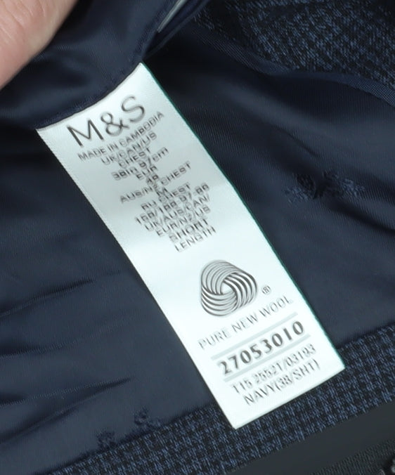 Marks & Spencer Men's Blue Check Blazer 40S