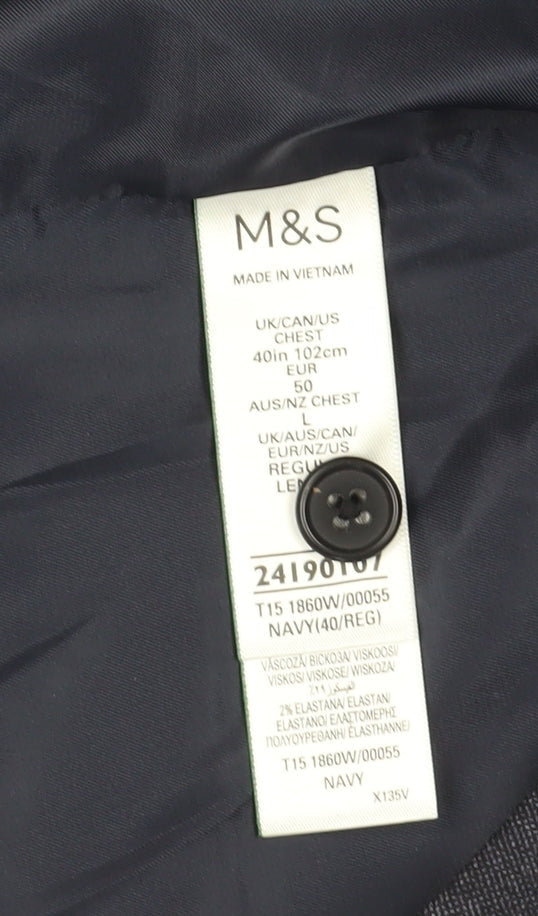 Marks & Spencer Men's Blue Waistcoat 40 Regular Fit
