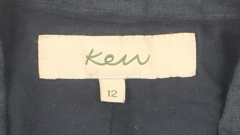 Ken Women's Blue Linen Blazer - Size 12, Regular Fit