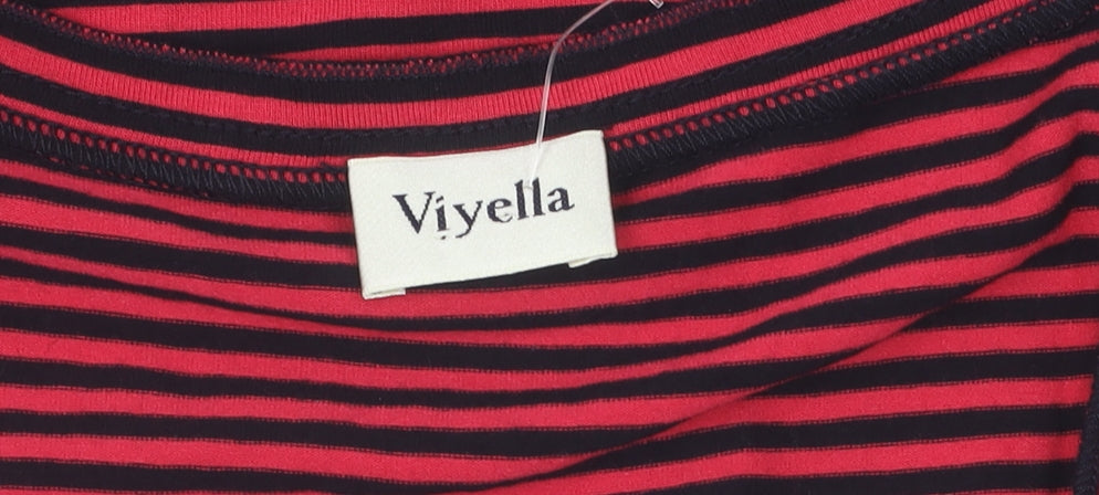 Viyella Women's Red Stripe XL T-Shirt, Scoop Neck