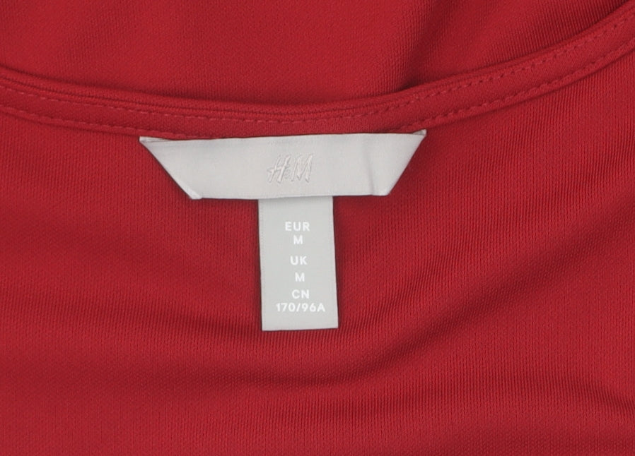 H&M Women's Red Wrap Blouse, Size M, Long Sleeve