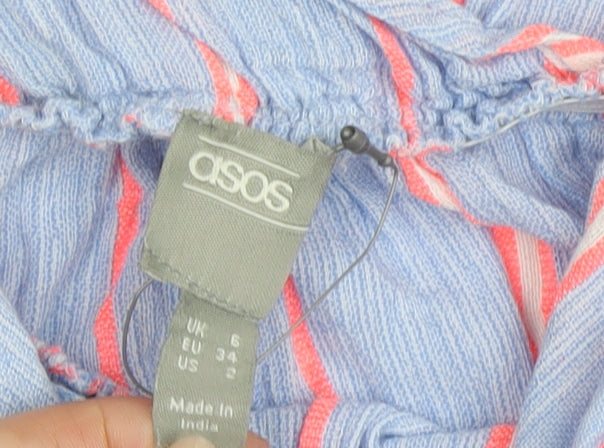 ASOS Women's Blue Playsuit Size 6 Striped Sleeveless Summer