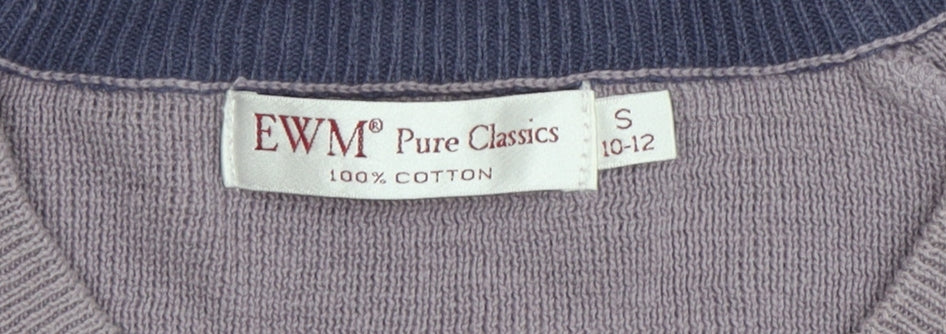 EWM Pure Classics Men's Purple V-Neck Cotton Pullover S