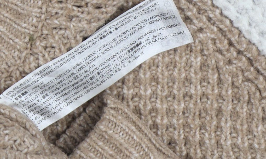 MNG Women's Beige Waffle-Knit Pullover Jumper XL