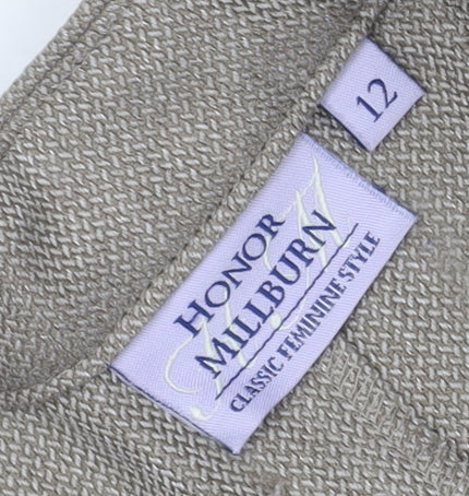 Honor Millburn Women's Beige Trousers, Size 12, Regular Fit