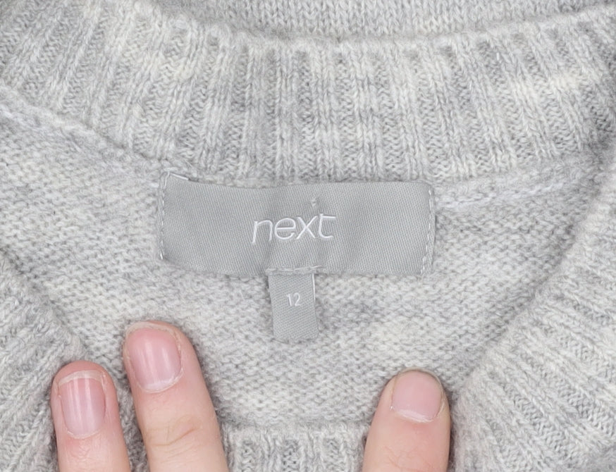 Next Women's Grey Pullover Jumper, Size 12, Crew Neck, Love Print